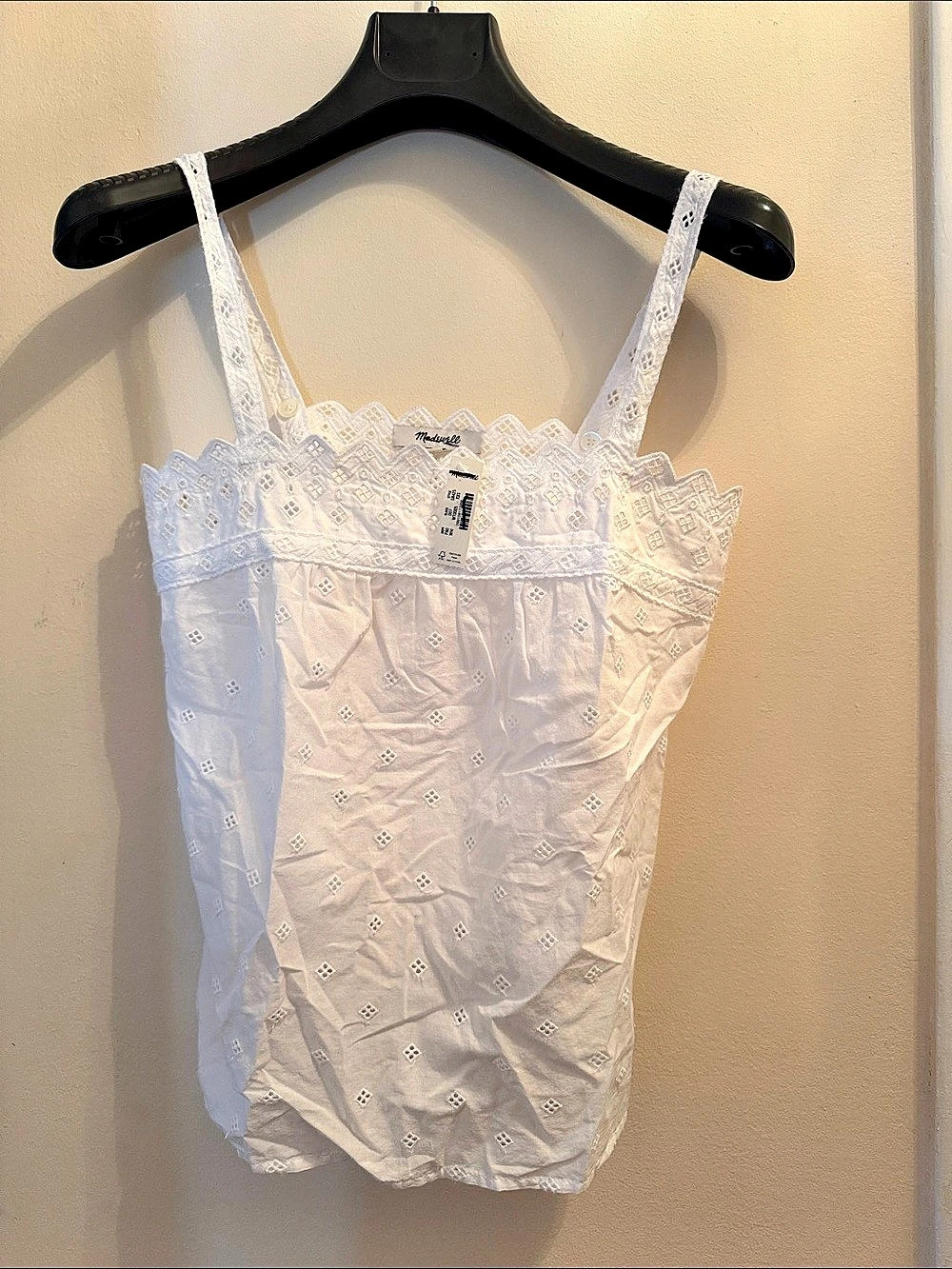 Madewell Embroidered Eyelet Tank White XXS NWT